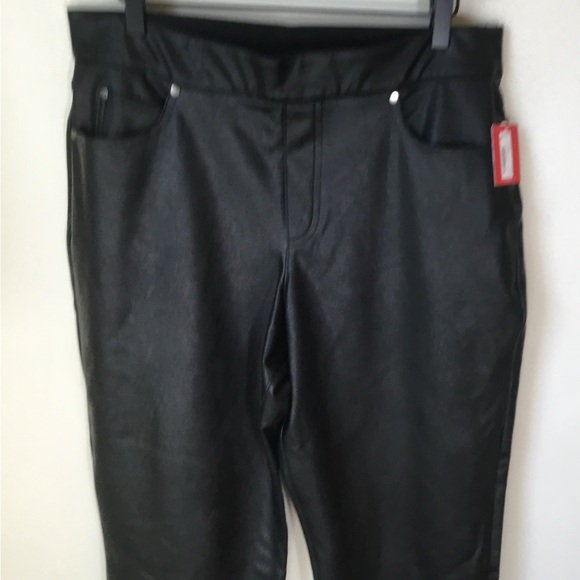 Spanx Slim Straight Faux Leather Black Cropped Pants - Picture 6 of 8